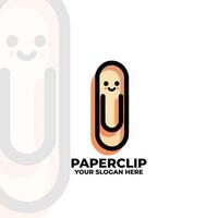 Simple flat design paperclip with a tiny smiling face vector