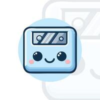Cute flat design sharpener with a smiling face vector