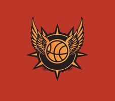 Baseball with wings team logo design illustration on solid background Pro vector