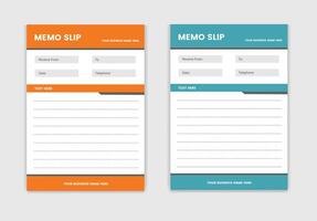 modern and professional minimal business invoice memo slip template format Pro vector
