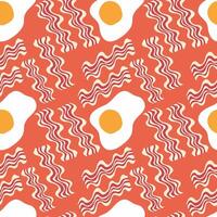Seamless pattern with breakfast.Bacon and fried eggs. vector