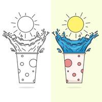 illustration of glass with water splashing on it when the sun is shining vector