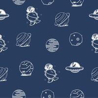 seamless pattern hand drawn illustration with space theme in outline style vector