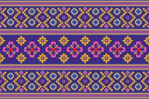 Geometric flowers seamless pattern Ethnic Pixel seamless pattern for fabric vector