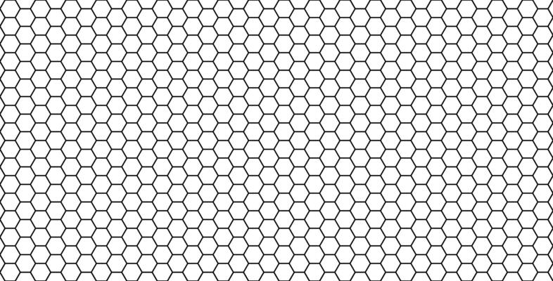 Seamless pattern grid made up of hexagonal cells. Black and white honeycomb background. Soccer or Football net in white background