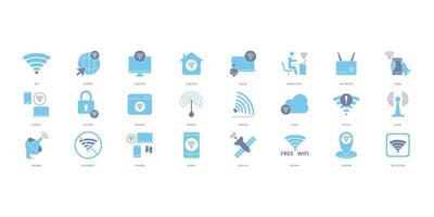 Wifi icons set. Set of editable stroke icons.Set of Wifi vector