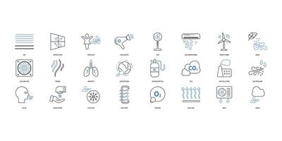 Air icons set. Set of editable stroke icons.Set of Air vector