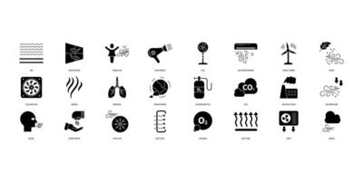 Air icons set. Set of editable stroke icons.Set of Air vector