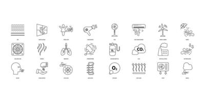 Air icons set. Set of editable stroke icons.Set of Air vector