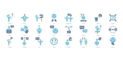 Confusion icons set. Set of editable stroke icons.Set of Confusion vector
