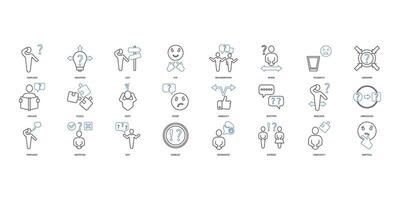 Confusion icons set. Set of editable stroke icons.Set of Confusion vector