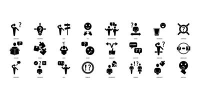 Confusion icons set. Set of editable stroke icons.Set of Confusion vector