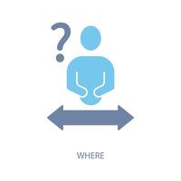 where concept line icon. Simple element illustration. where concept outline symbol design. vector
