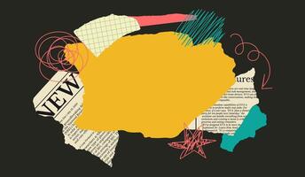 Blank collage background with torn piece paper. Scrap notebook sheet. Illustration of Notepad pages isolated black background vector