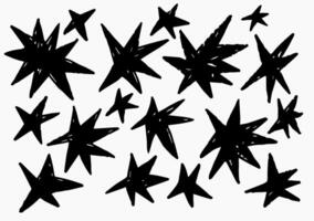 Set of abstract playful shape. Retro spiked circle stickers. Bursting explosion black textured star. vector