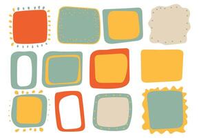 Hand drawn psychedelic multicolored retro textbox for social media. Trendy graphic template of curved frame. groovy style . illustration vector