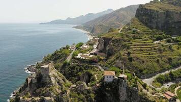 Sant'Alessio Siculo In Sicily Cliff Near The Ocean Aerial View video