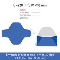 Envelope Dieline template, With 3D Box vector