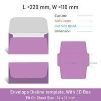 Envelope Dieline template, With 3D Box vector