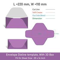 Envelope Dieline template, With 3D Box vector