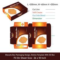 Biscuits Box Packaging Design, Dieline Template With 3D Box vector