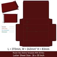 Router Box Dieline Template With 3D Box vector