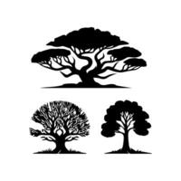 silhouette tree line drawing, elements symbol for architecture and landscape design vector