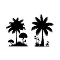 silhouette tree line drawing, elements symbol for architecture and landscape design vector
