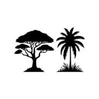 silhouette tree line drawing, elements symbol for architecture and landscape design vector