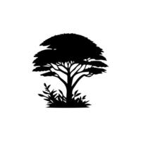 silhouette tree line drawing, elements symbol for architecture and landscape design vector