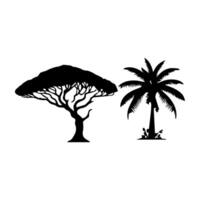 silhouette tree line drawing, elements symbol for architecture and landscape design vector