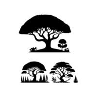 silhouette tree line drawing, elements symbol for architecture and landscape design vector