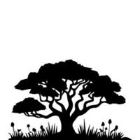 silhouette tree line drawing, elements symbol for architecture and landscape design vector