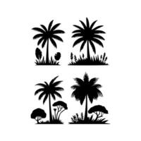 silhouette tree line drawing, elements symbol for architecture and landscape design vector