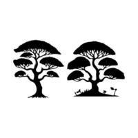 silhouette tree line drawing, elements symbol for architecture and landscape design vector