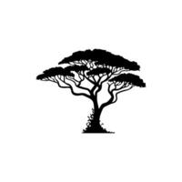 silhouette tree line drawing, elements symbol for architecture and landscape design vector