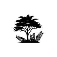 silhouette tree line drawing, elements symbol for architecture and landscape design vector