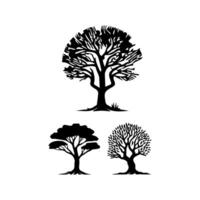 silhouette tree line drawing, elements symbol for architecture and landscape design vector