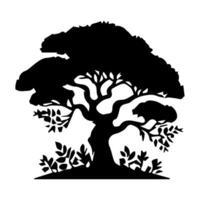 silhouette tree line drawing, elements symbol for architecture and landscape design vector