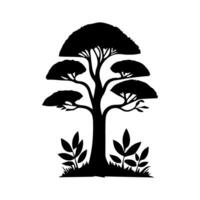 silhouette tree line drawing, elements symbol for architecture and landscape design vector