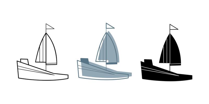 Doodle set with three boats. Clip art for your projects.