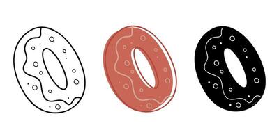 Inflatable ring of different colors in the shape of a donut. Doodle clip art for your projects. vector