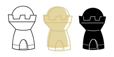 Set with sand castle in different colors. Doodle clip art for your projects. vector