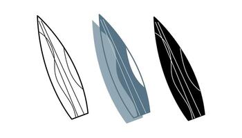 Set with surfboards with a wave pattern. Doodle clip art for your projects. vector