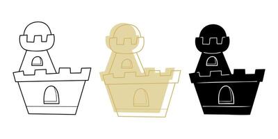 Doodle sand castle in different colors. Clip art for your projects. vector