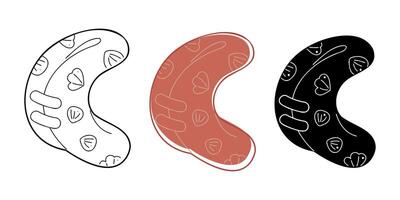 Inflatable ring of different colors with a pattern of shells. Doodle clip art for your projects. vector