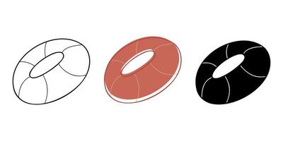 One simple inflatable ring in different colors. Doodle clip art for your projects. vector