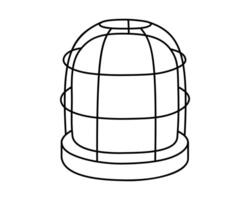 Hand drawn cute outline illustration of emergency warning light. Danger alarm siren. Flat problem caution signal in line art doodle style. Ambulance lamp icon. Urgency alert flasher. Isolated. vector