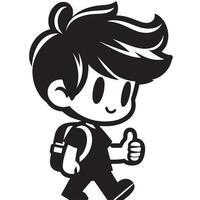 A Boy with a Backpack Gets Ready vector