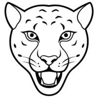 Angry Leopard Head Line Art - Cartoon, Clipart, and Illustration for Printable Graphics vector